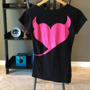 Hustler pink devil heart v neck